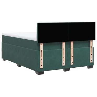 vidaXL Κρεβάτι Boxspring με Στρώμα Σκούρο Πράσινο 140x190εκ. Βελούδινο
