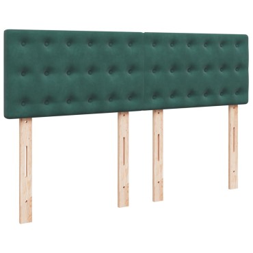 vidaXL Κρεβάτι Boxspring με Στρώμα Σκούρο Πράσινο 140x190εκ. Βελούδινο