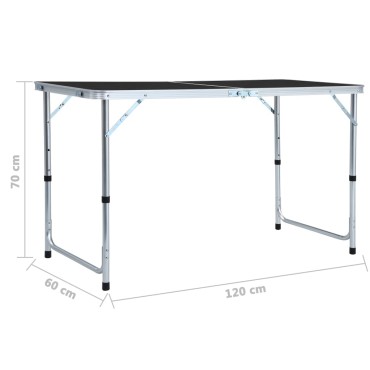 vidaXL Τραπέζι Κάμπινγκ Πτυσσόμενο Γκρι 120 x 60 εκ. Αλουμινίου