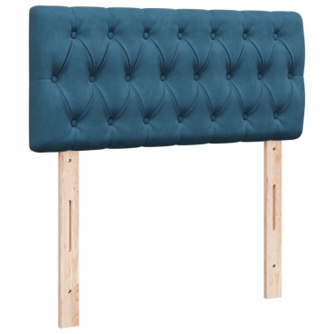 vidaXL Κρεβάτι Boxspring με Στρώμα Σκούρο Μπλε 90x200 εκ. Βελούδινο