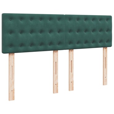 vidaXL Κρεβάτι Boxspring με Στρώμα Σκούρο Πράσινο 140x190εκ. Βελούδινο