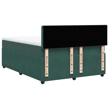 vidaXL Κρεβάτι Boxspring με Στρώμα Σκούρο Πράσινο 140x190εκ. Βελούδινο