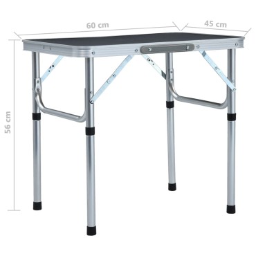 vidaXL Τραπέζι Κάμπινγκ Πτυσσόμενο Γκρι 60 x 45 εκ. Αλουμινίου