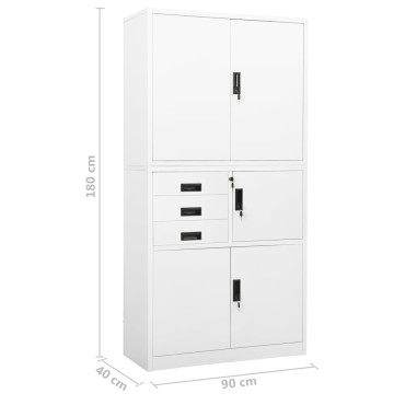vidaXL Ντουλάπα Γραφείου Λευκή 90x40x180cm Ατσάλινη 1 τεμ.