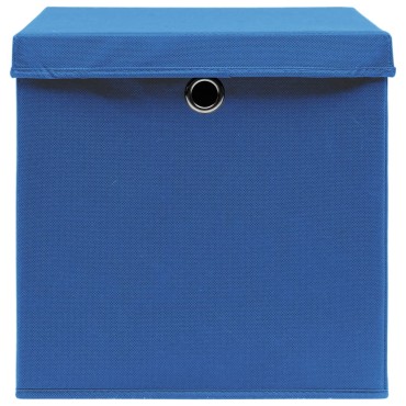 vidaXL Κουτιά Αποθήκευσης με Καπάκια 4 τεμ Μπλε 32x32x32εκ Υφασμάτινα