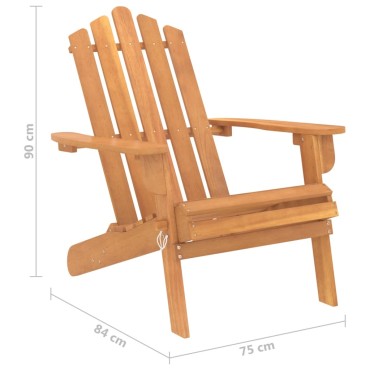 vidaXL Καρέκλα Κήπου Adirondack με Υποπόδιο από Μασίφ Ξύλο Ακακίας 75x84x90cm 1 τεμ.