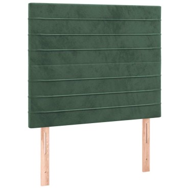 vidaXL Κρεβάτι Boxspring με Στρώμα Σκούρο Πράσινο 90x200 εκ. Βελούδινο