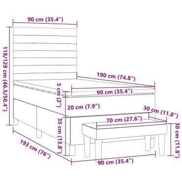 vidaXL Κρεβάτι Boxspring με Στρώμα Σκούρο Πράσινο 90x200 εκ. Βελούδινο