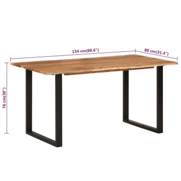 vidaXL Τραπεζαρία 154x80x76cm από Μασίφ Ξύλο Ακακίας 1 τεμ.