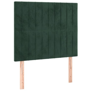 vidaXL Κρεβάτι Boxspring με Στρώμα Σκούρο Πράσινο 90x200 εκ. Βελούδινο