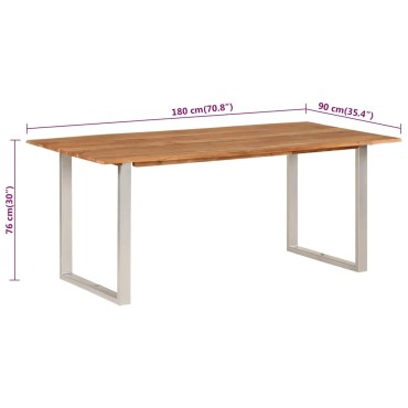 vidaXL Τραπεζαρία 180x90x76cm από Μασίφ Ξύλο Ακακίας 1 τεμ.