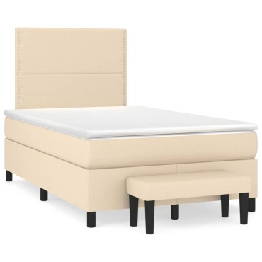 vidaXL Κρεβάτι Boxspring με Στρώμα Κρεμ 120x200 εκ. Υφασμάτινο