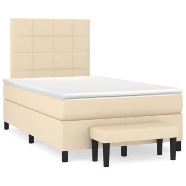 vidaXL Κρεβάτι Boxspring με Στρώμα Κρεμ 120x200 εκ. Υφασμάτινο