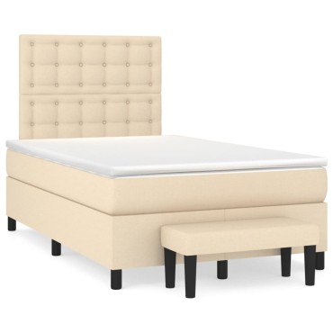 vidaXL Κρεβάτι Boxspring με Στρώμα Κρεμ 120x200 εκ. Υφασμάτινο