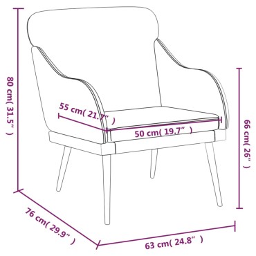 vidaXL Πολυθρόνα Μαύρη 63x76x80cm από Συνθετικό Δέρμα 1 τεμ.