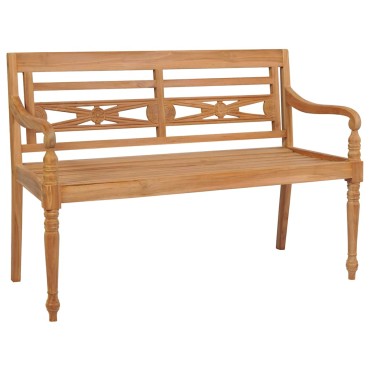 vidaXL Παγκάκι Batavia από Μασίφ Ξύλο Teak με Taupe Μαξιλάρι 120x51,5x84cm 1 τεμ.