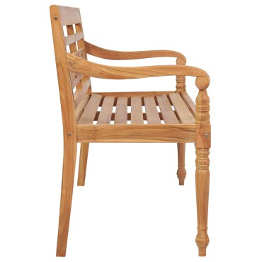 vidaXL Παγκάκι Batavia από Μασίφ Ξύλο Teak με Taupe Μαξιλάρι 120x51,5x84cm 1 τεμ.