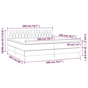 vidaXL Κρεβάτι Boxspring με Στρώμα Σκούρο Πράσινο 200x200εκ. Βελούδινο