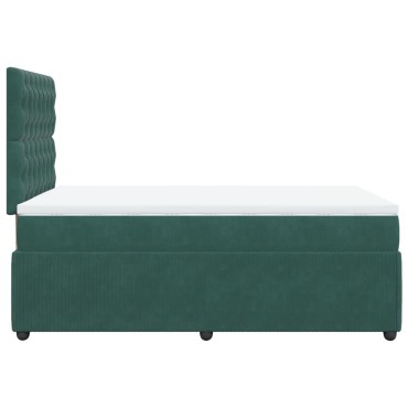 vidaXL Κρεβάτι Boxspring με Στρώμα Σκούρο Πράσινο 120x200εκ. Βελούδινο