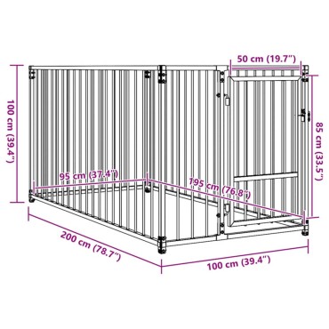 vidaXL Κλουβί Σκύλου Εξωτερικού Χώρου 100 x 200 x 100 εκ.