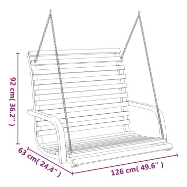 vidaXL Κούνια Παγκάκι 126x63x92 εκ Μασίφ Λυγισμένο Ξύλο Φινίρισμα Teak