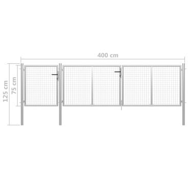 vidaXL Πόρτα Περίφραξης Κήπου Ασημί 400 x 75 εκ. Ατσάλινη
