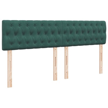 vidaXL Κρεβάτι Boxspring με Στρώμα Σκούρο Πράσινο 200x200εκ. Βελούδινο