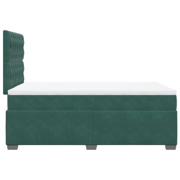 vidaXL Κρεβάτι Boxspring με Στρώμα Σκούρο Πράσινο 120x200εκ. Βελούδινο