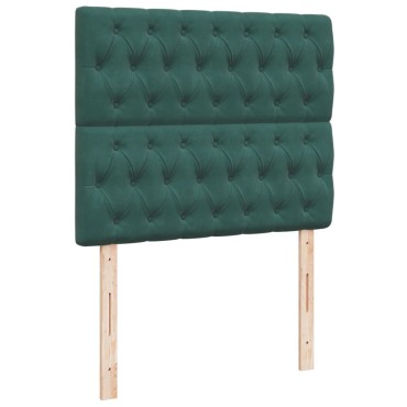 vidaXL Κρεβάτι Boxspring με Στρώμα Σκούρο Πράσινο 120x200εκ. Βελούδινο