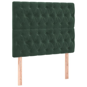 vidaXL Κρεβάτι Boxspring με Στρώμα Σκούρο Πράσινο 120x200εκ. Βελούδινο