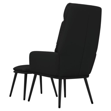 vidaXL Πολυθρόνα Relax Μπλε από Ύφασμα και Συνθετικό Δέρμα με Σκαμπό 70x77x98cm 1 τεμ.