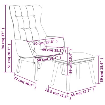 vidaXL Πολυθρόνα Relax Μπλε Υφασμάτινη με Υποπόδιο 70x77x94cm 1 τεμ.