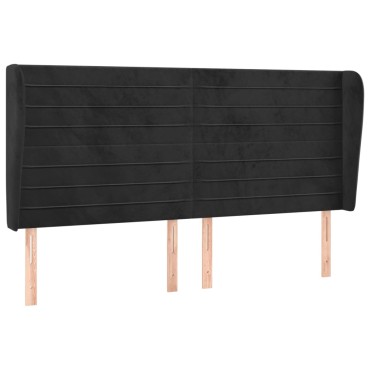 vidaXL Κεφαλάρι με Πτερύγια Μαύρο 163x23x118/128cm Βελούδινο 1 τεμ.