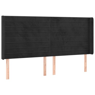 vidaXL Κεφαλάρι με Πτερύγια Μαύρο 163x16x118/128cm Βελούδινο 1 τεμ.