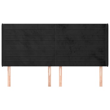 vidaXL Κεφαλάρι με Πτερύγια Μαύρο 163x16x118/128cm Βελούδινο 1 τεμ.
