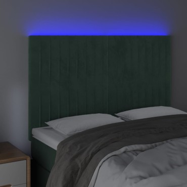 vidaXL Κεφαλάρι Κρεβατιού LED Σκούρο Πράσινο 144x5x118/128cm 1 τεμ.