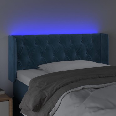 vidaXL Κεφαλάρι Κρεβατιού LED Σκούρο Μπλε 93x16x78/88cm Βελούδινο 1 τεμ.