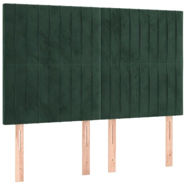 vidaXL Κρεβάτι Boxspring με Στρώμα Σκούρο Πράσινο 140x200εκ. Βελούδινο