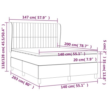 vidaXL Κρεβάτι Boxspring με Στρώμα Σκούρο Πράσινο 140x200εκ. Βελούδινο