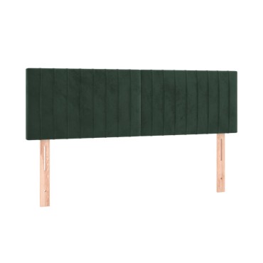vidaXL Κρεβάτι Boxspring με Στρώμα Σκούρο Πράσινο 140x200εκ. Βελούδινο