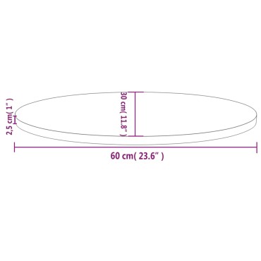vidaXL Επιφάνεια Τραπεζιού Οβάλ 60x30x2,5cm από Μασίφ Ξύλο Πεύκου 1 τεμ.