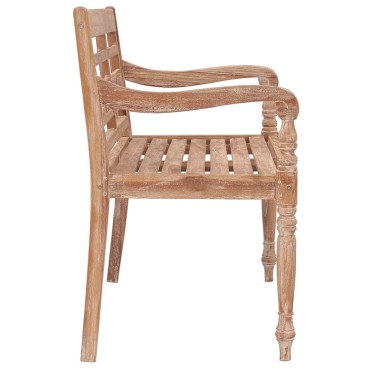 vidaXL Παγκάκι Batavia Μασίφ Ξύλο Teak με Λευκό Φινίρισμα 120x51,5x84cm 1 τεμ.