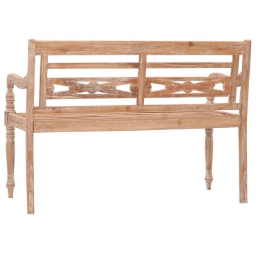 vidaXL Παγκάκι Batavia Μασίφ Ξύλο Teak με Λευκό Φινίρισμα 120x51,5x84cm 1 τεμ.