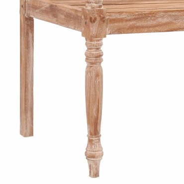 vidaXL Παγκάκι Batavia Μασίφ Ξύλο Teak με Λευκό Φινίρισμα 120x51,5x84cm 1 τεμ.