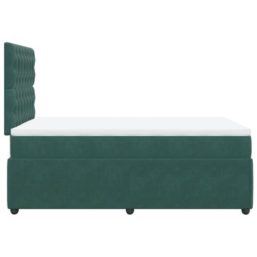 vidaXL Κρεβάτι Boxspring με Στρώμα Σκούρο Πράσινο 120x190εκ. Βελούδινο
