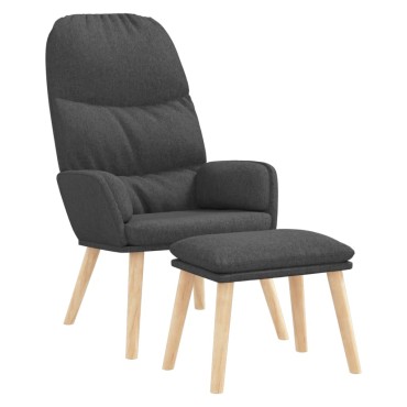 vidaXL Πολυθρόνα Relax Σκούρο Γκρι Υφασμάτινη με Σκαμπό 70x77x98cm 1 τεμ.