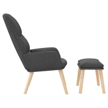 vidaXL Πολυθρόνα Relax Σκούρο Γκρι Υφασμάτινη με Σκαμπό 70x77x98cm 1 τεμ.