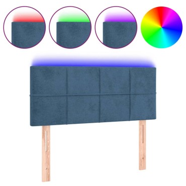 vidaXL Κεφαλάρι Κρεβατιού LED Σκούρο Μπλε 90x5x78/88cm Βελούδινο 1 τεμ.