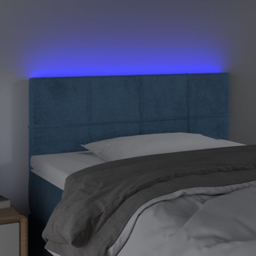 vidaXL Κεφαλάρι Κρεβατιού LED Σκούρο Μπλε 90x5x78/88cm Βελούδινο 1 τεμ.