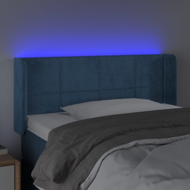 vidaXL Κεφαλάρι Κρεβατιού LED Σκούρο Μπλε 93x16x78/88cm Βελούδινο 1 τεμ.